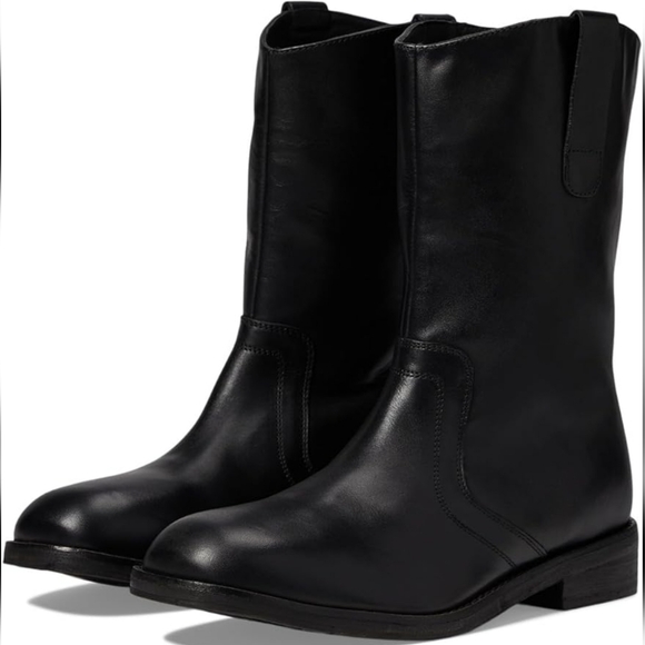 FREE PEOPLE EASTON EQUESTERIAN BOOTIE IN BLACK LEATHER - Picture 1 of 8